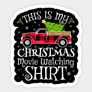 This Is My Christmas Movie Watching Shirt Plaid Pattern Truck Xmas Sticker